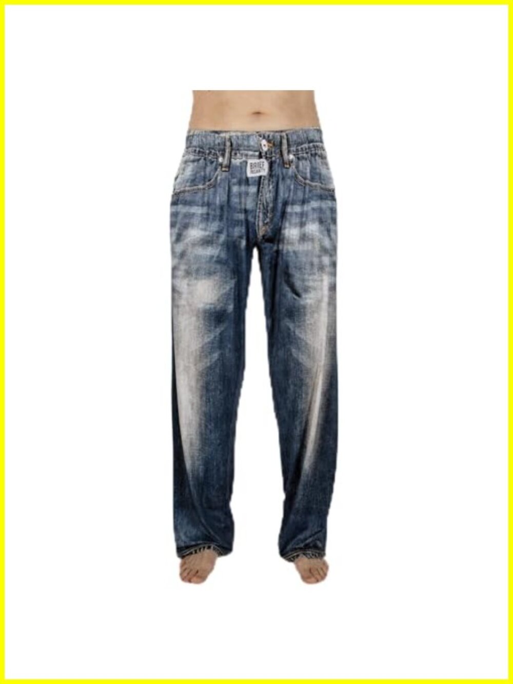 Unisex Denim Look Pajama Pants with Pockets and Elastic Waist
